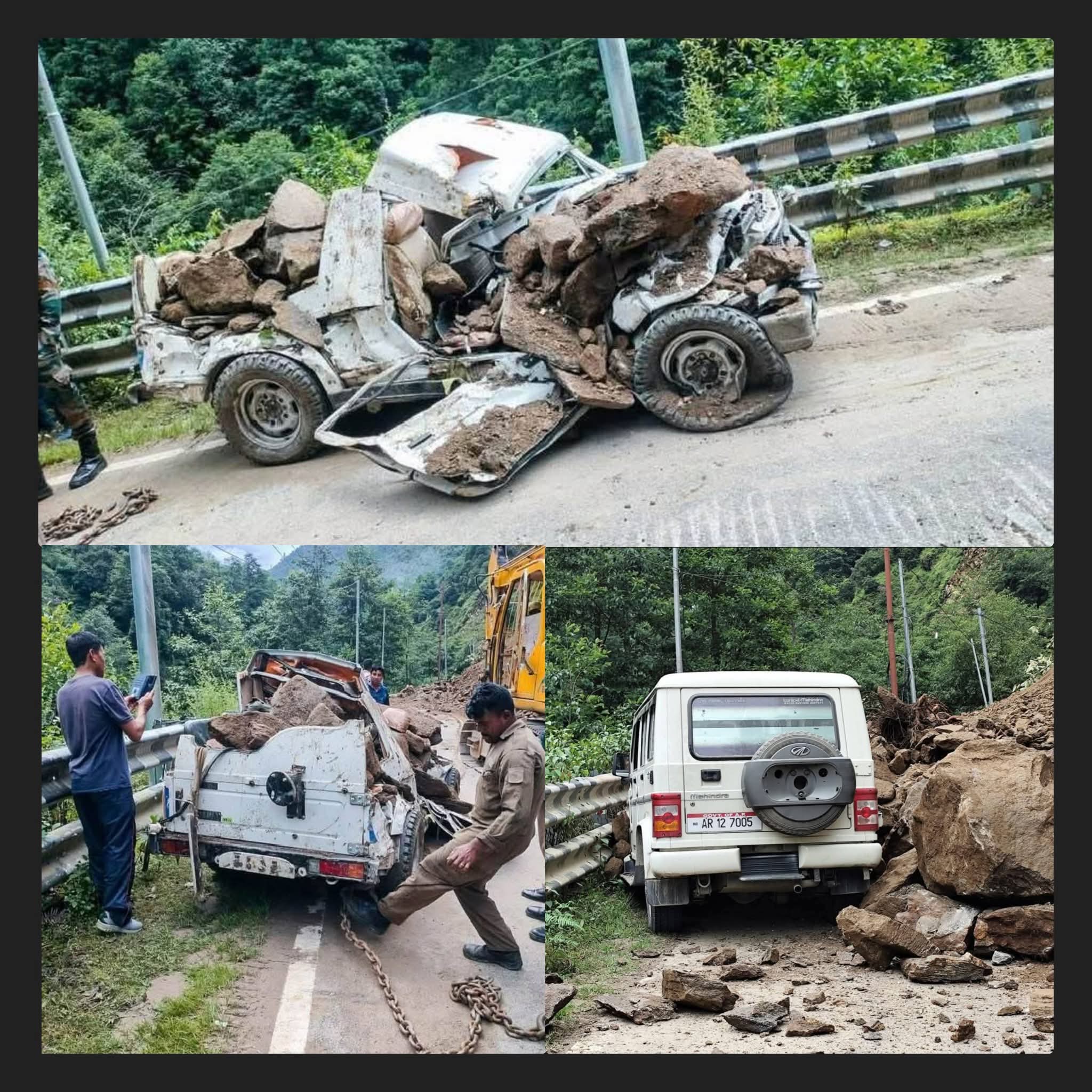 তাওৱাং ৰাষ্ট্ৰীয় ঘাইপথৰ ভয়ংকৰ ভূমিস্খলন